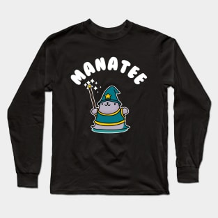 Manatee Magician Kawaii Fantasy Pun Long Sleeve T-Shirt